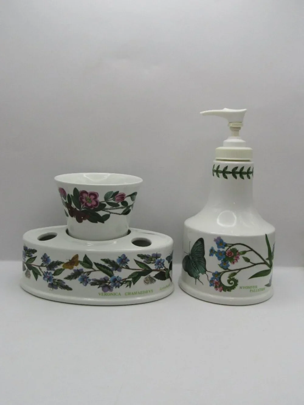 Portmeirion Ceramic Toothbrush Holder, Tumbler and Soap/Lotion Dispenser
